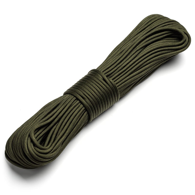Texas Bushcraft Firecraft Cord - Utility Paracord Survival Rope, Parachute Cord for Survival Gear â€“ 3 Extra Strands for Emergency Preparedness Fishing, Sewing and Tinder (Army Green, 100 ft) - Image 1